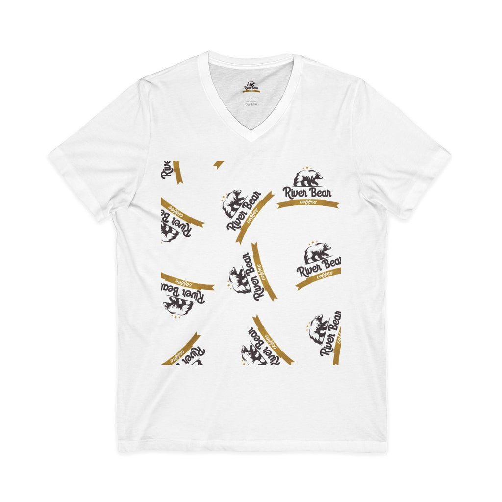 River Bear Logo V-Neck Tee — Casual Outdoorsy Graphic T-Shirt