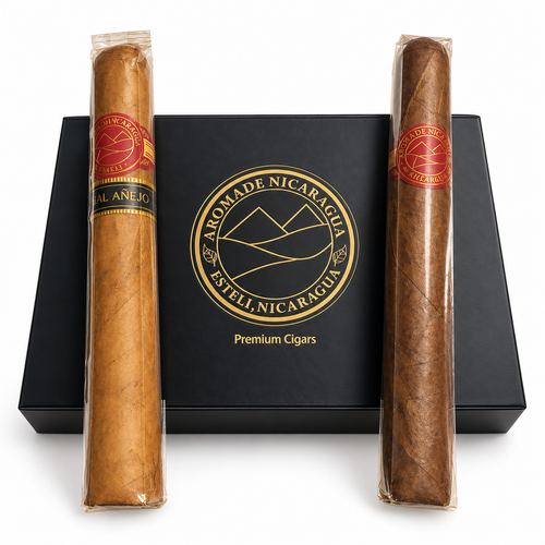 Premium cigar box with two cigars